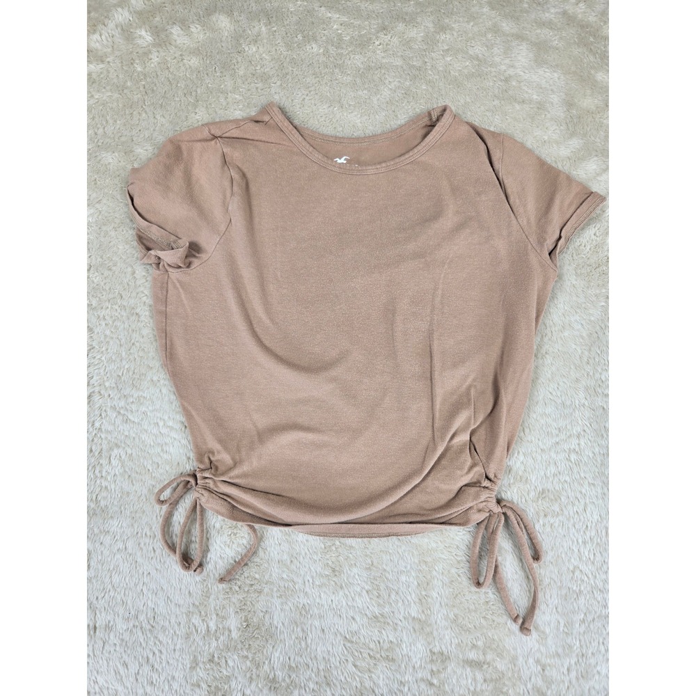 Hollister Kids Baby Tee Tan Brown Drawstring Ruched Short Sleeve Size M